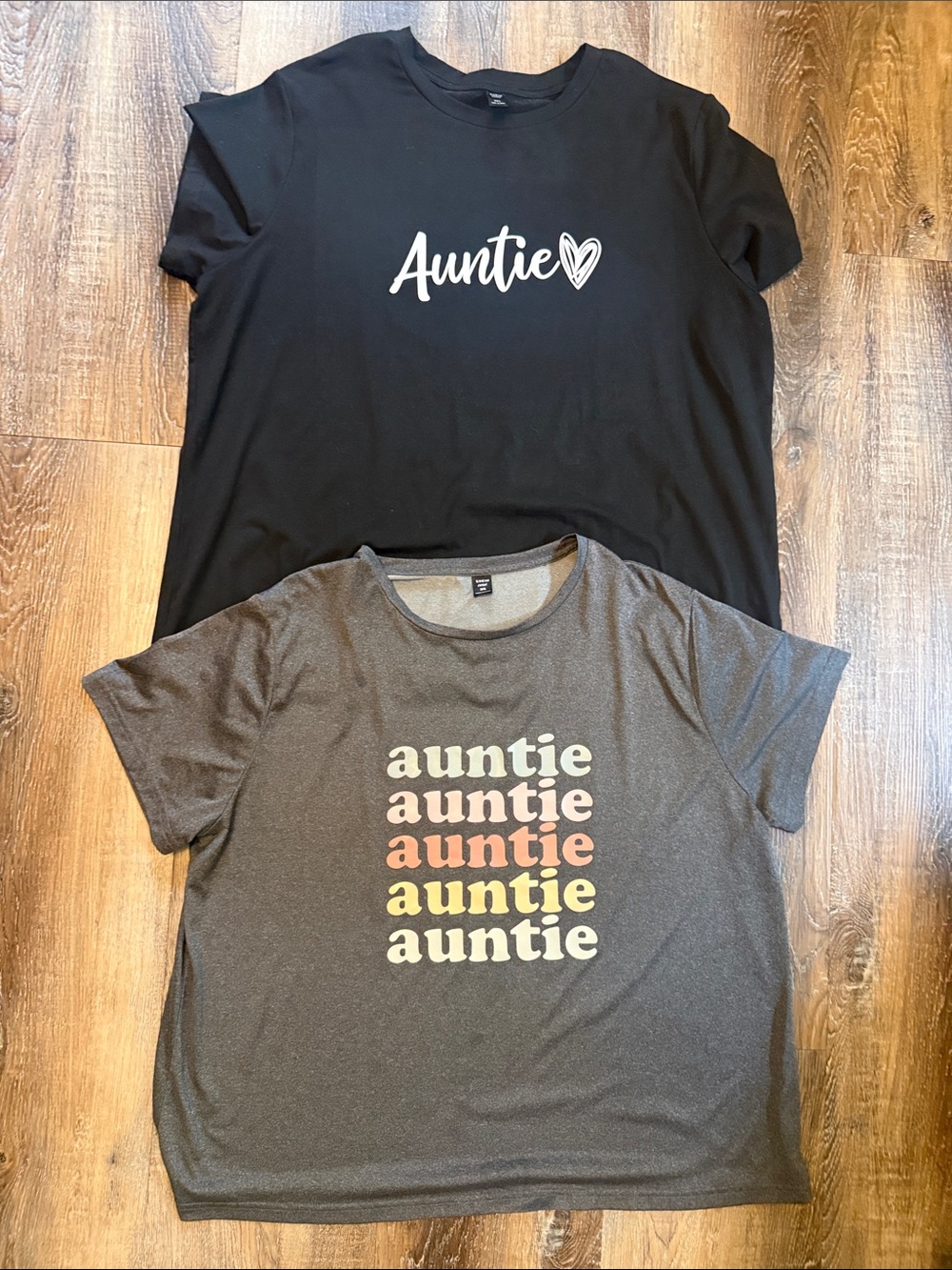 SHEIN Auntie' Graphic Tees in Black and Charcoal